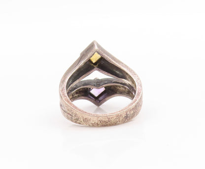 925 Sterling Silver Vintage Ring JUDITH JACK Amethyst & Citrine  Sz 6  RG33417