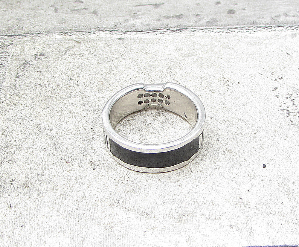 925 Silver  White Cubic Zirconia Enamel Roman Numerals Band Ring Sz 6  RG1966