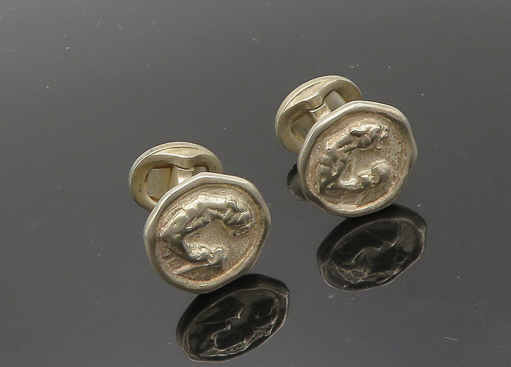 SLANE & SLANE 925 Sterling Silver  Vintage Jaguar Round Cufflinks  TR2786