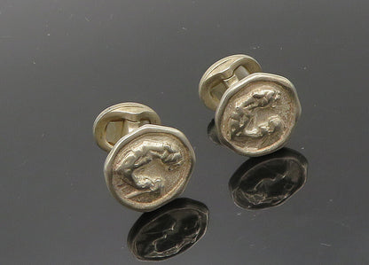 SLANE & SLANE 925 Sterling Silver  Vintage Jaguar Round Cufflinks  TR2786