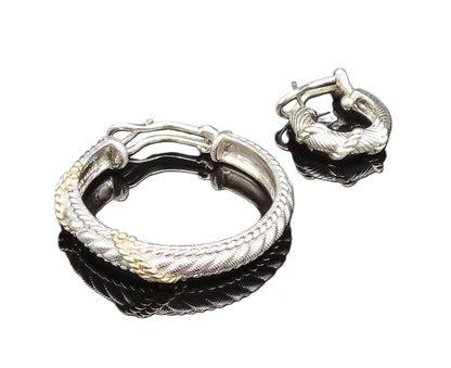 JUDITH RIPKA 925 Silver  Vintage Two Tone Wrapped Single Lot Earrings  EG11963