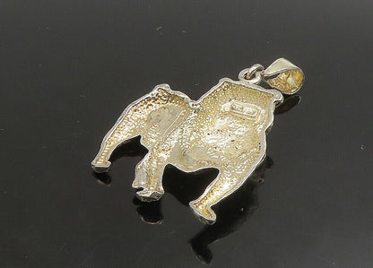 925 Sterling Silver  Vintage Shiny Diamond Cut Bull Dog Motif Pendant  PT19106