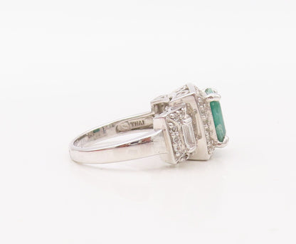 925 Sterling Silver Vintage Ring Rectangle Cutout Gemstone & CZ  Sz 7  RG30797