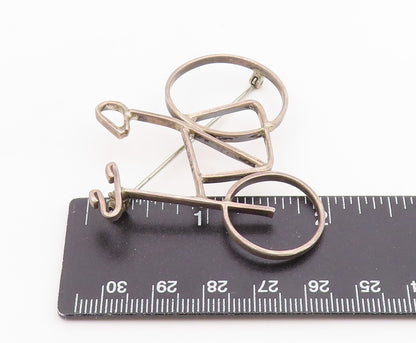 MEXICO 925 Sterling Silver  Vintage Bicycle Motif Smooth Brooch Pin  BP8768