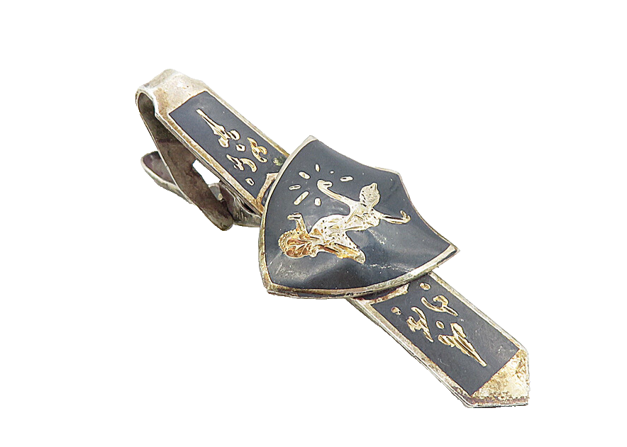 SIAM 925 Sterling Silver  Vintage Niello Enamel Coated Dancer Tie Clip  TR1344