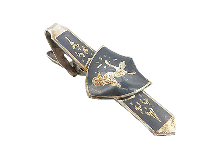 SIAM 925 Sterling Silver  Vintage Niello Enamel Coated Dancer Tie Clip  TR1344