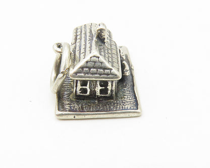 925 Sterling Silver  Vintage Petite Dark Tone House & Lawn Pendant  PT8731