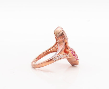 925 Sterling Silver Vintage Ring Rose Gold Plated Sapphire  Sz 7  RG29781
