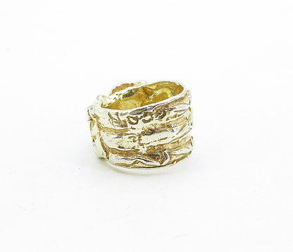 925 Sterling Silver  Vintage Shiny Modernist Sculpted Band Ring Sz 7  RG5000