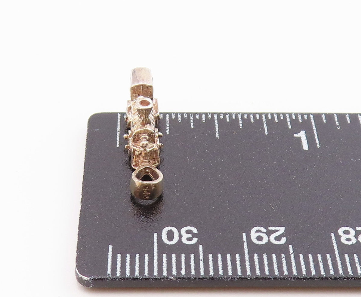 925 Sterling Silver  Vintage Petite Shiny Steam Train Pendant  PT18170