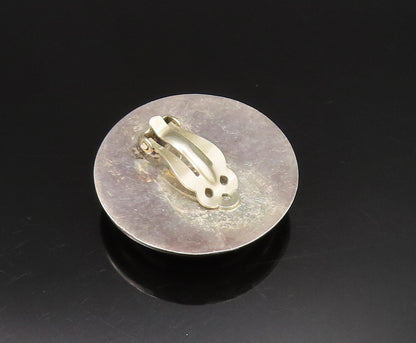 MEXICO 925 Silver  Vintage Heavy Rose Quartz Non Pierced Earrings  EG11947