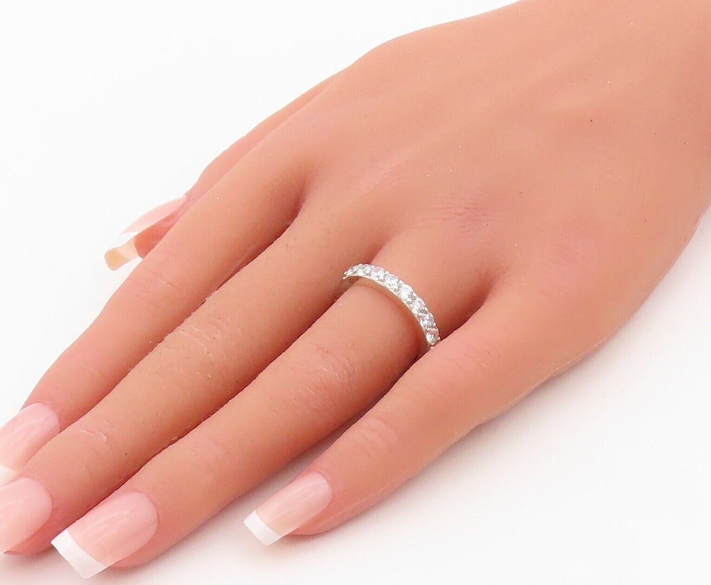 925 Sterling Silver Vintage Ring Minimalist Topaz Inlay Band  Sz 7  RG30496