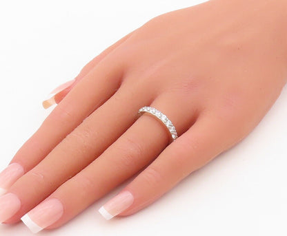 925 Sterling Silver Vintage Ring Minimalist Topaz Inlay Band  Sz 7  RG30496