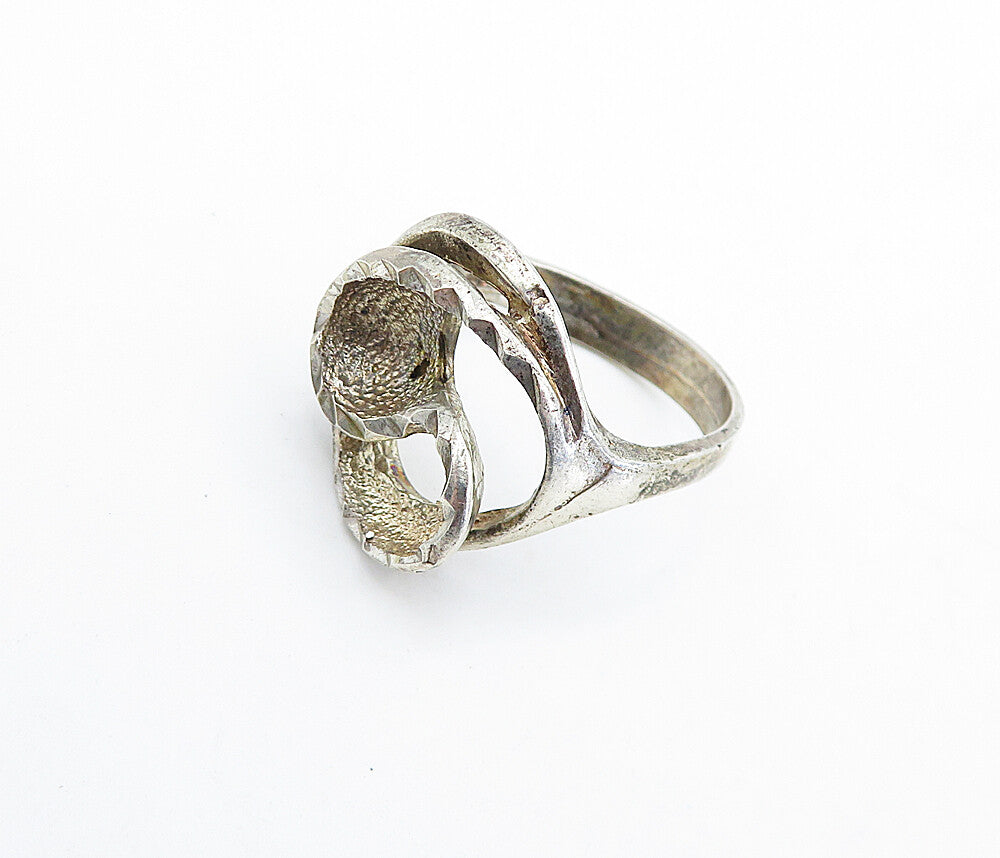 925 Sterling Silver  Vintage Shiny Etched Swirl Design Band Ring Sz 7  RG4748