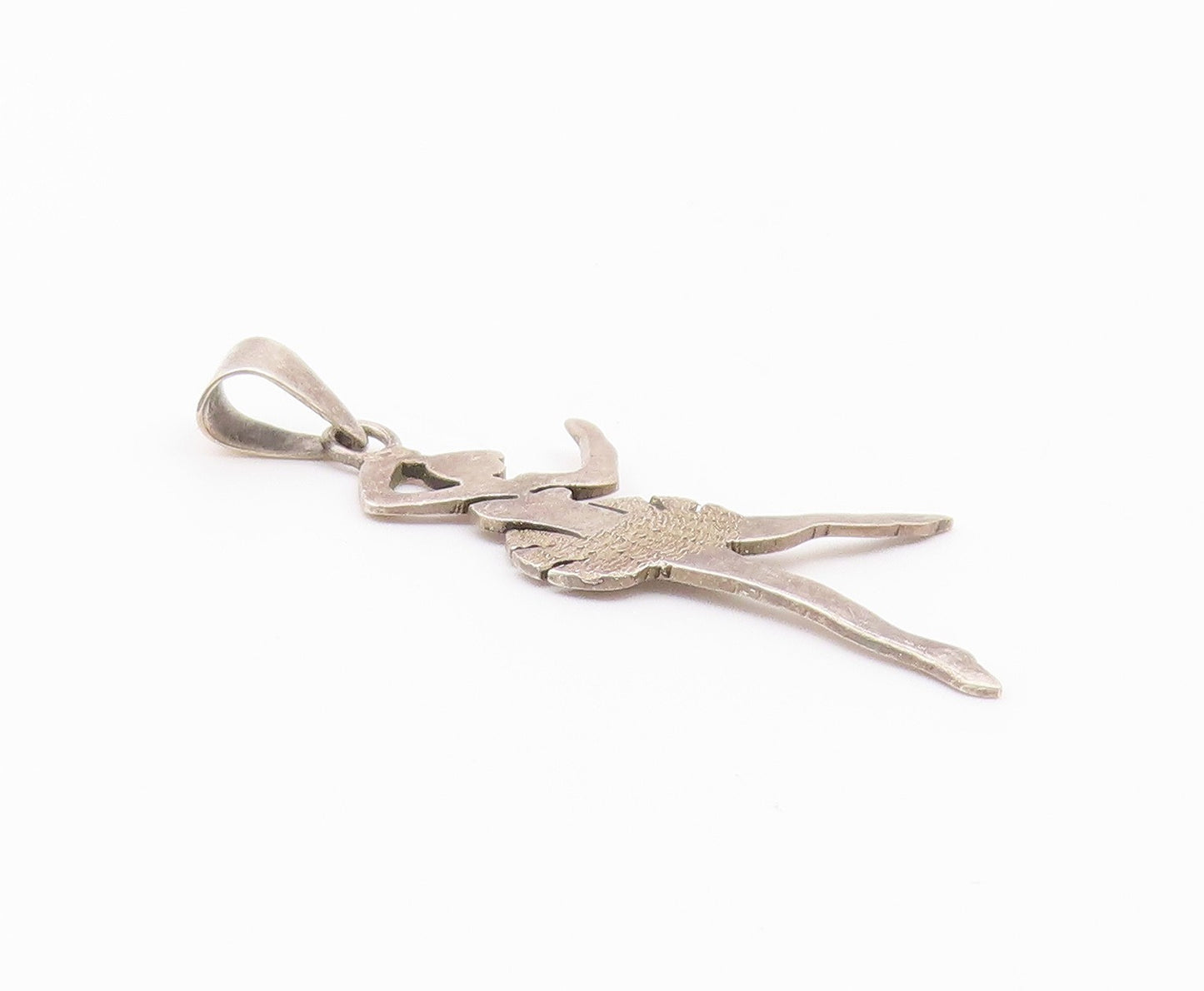 925 Sterling Silver  Vintage Dark Tone Ballet Dancer Motif Pendant  PT6392
