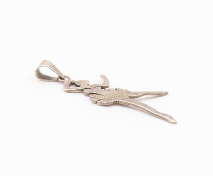 925 Sterling Silver  Vintage Dark Tone Ballet Dancer Motif Pendant  PT6392