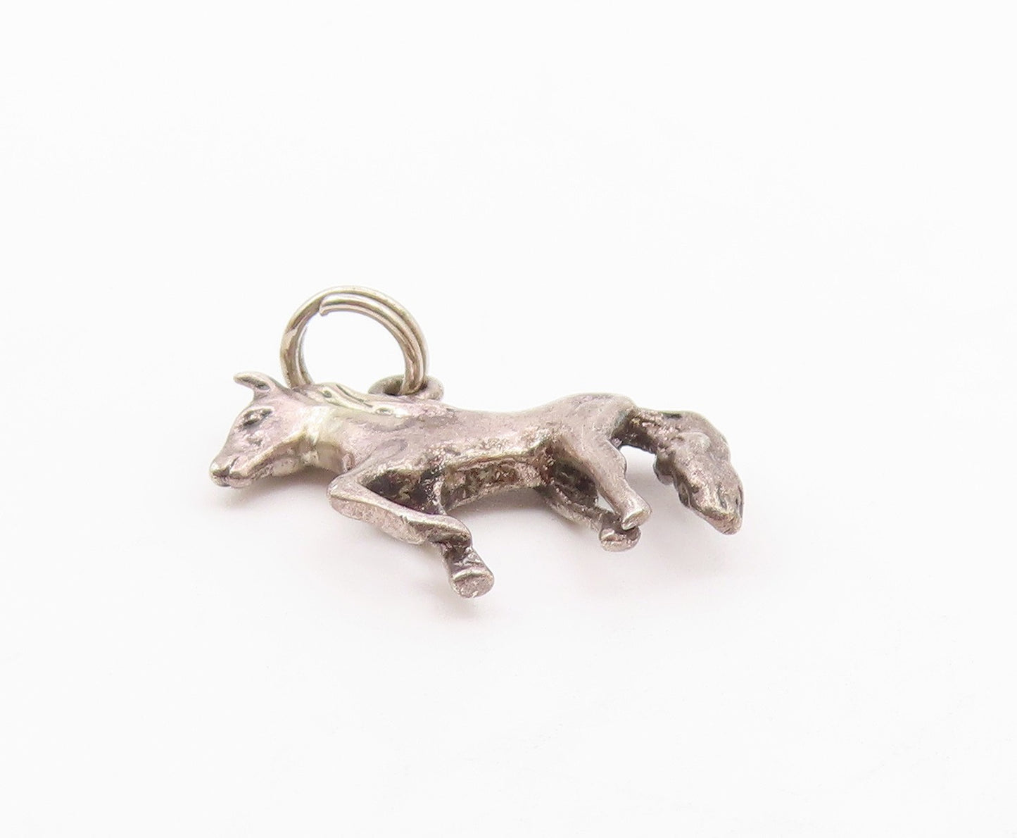 925 Sterling Silver  Vintage Sculpted Horse With Leg Up Charm Pendant  PT21054