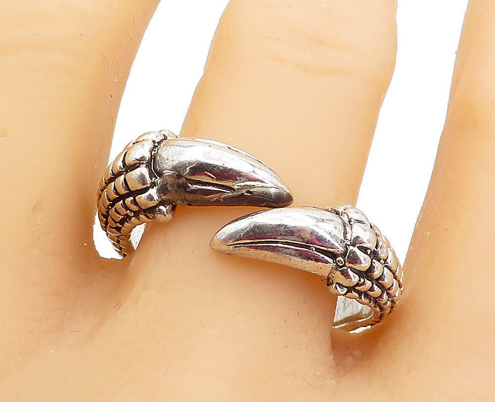 925 Sterling Silver  Vintage Shiny Bird Claw Bypass Band Ring Sz 13  RG5106