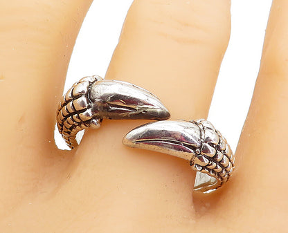 925 Sterling Silver  Vintage Shiny Bird Claw Bypass Band Ring Sz 13  RG5106