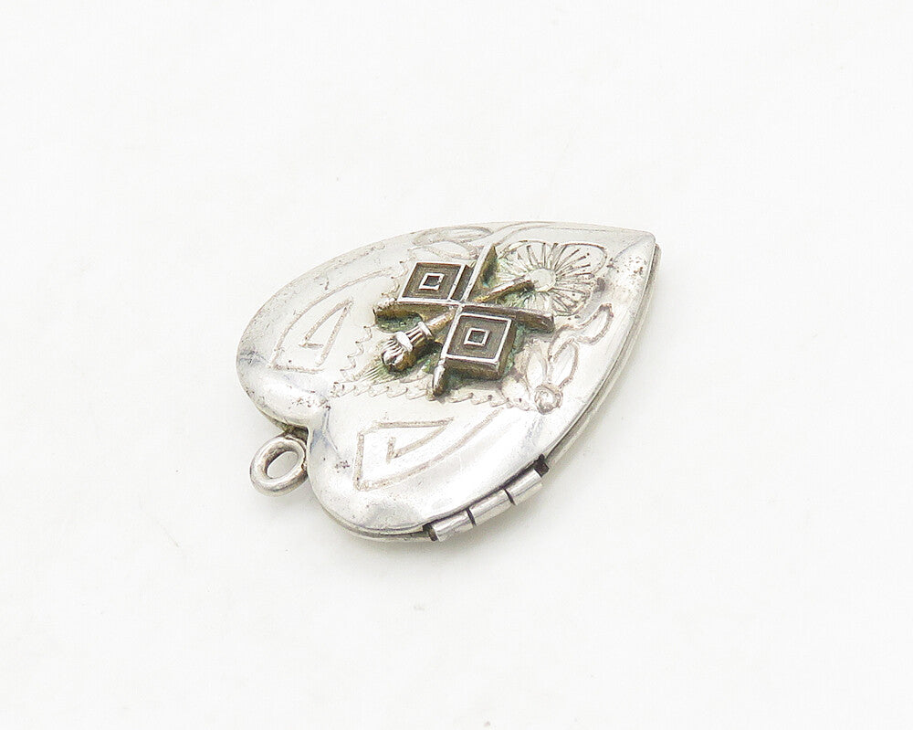 925 Sterling Silver  Vintage Love Heart Locket Pendant (OPENS)  PT15221