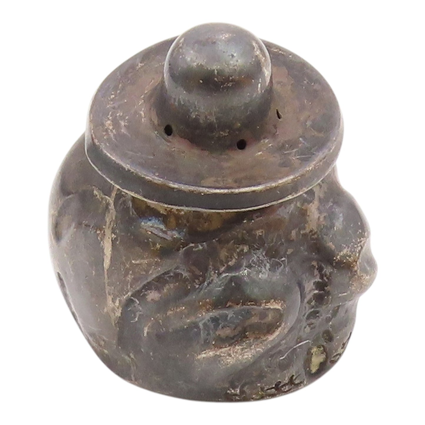 MEXICO 925 Sterling Silver Vintage Antique Puffy Man Salt Shaker  TR2970