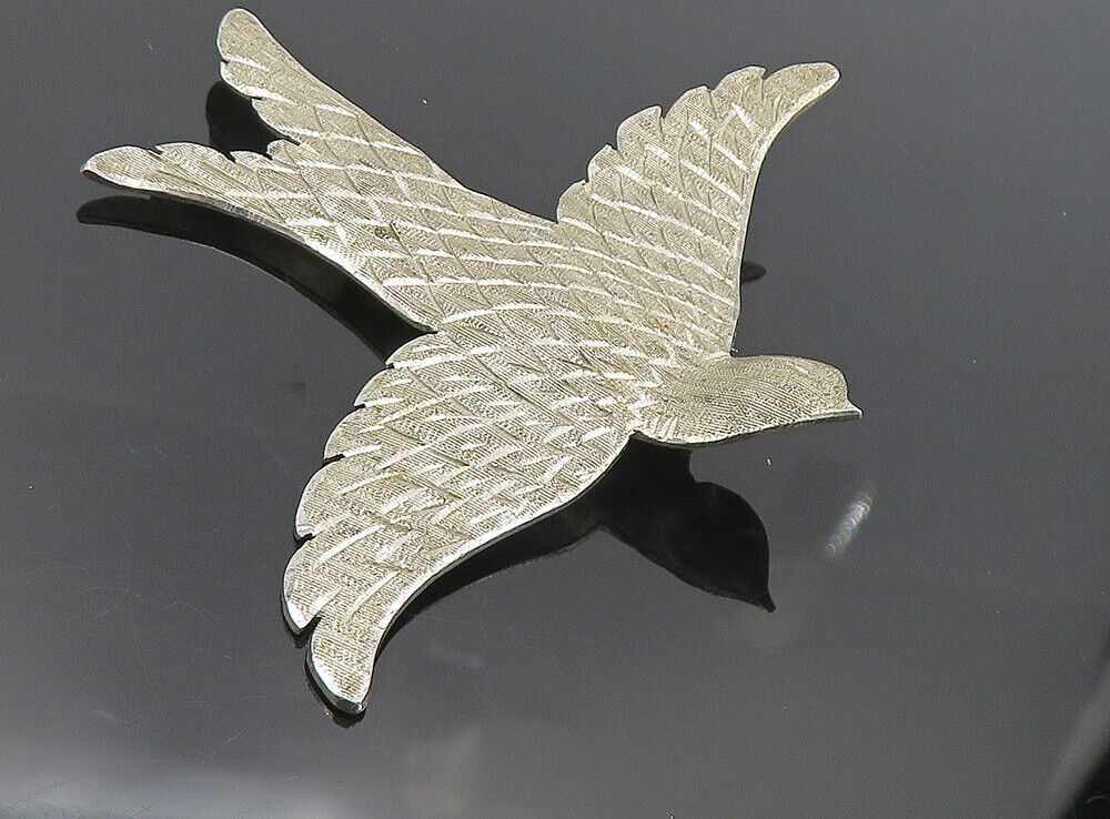 925 Sterling Silver  Vintage Shiny Handmade Flying Bird Brooch Pin  BP3138