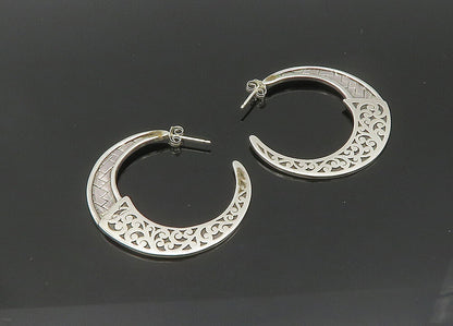 LOIS HILL 925 Silver  Vintage Shiny Woven Swirl Design Hoop Earrings  EG10620