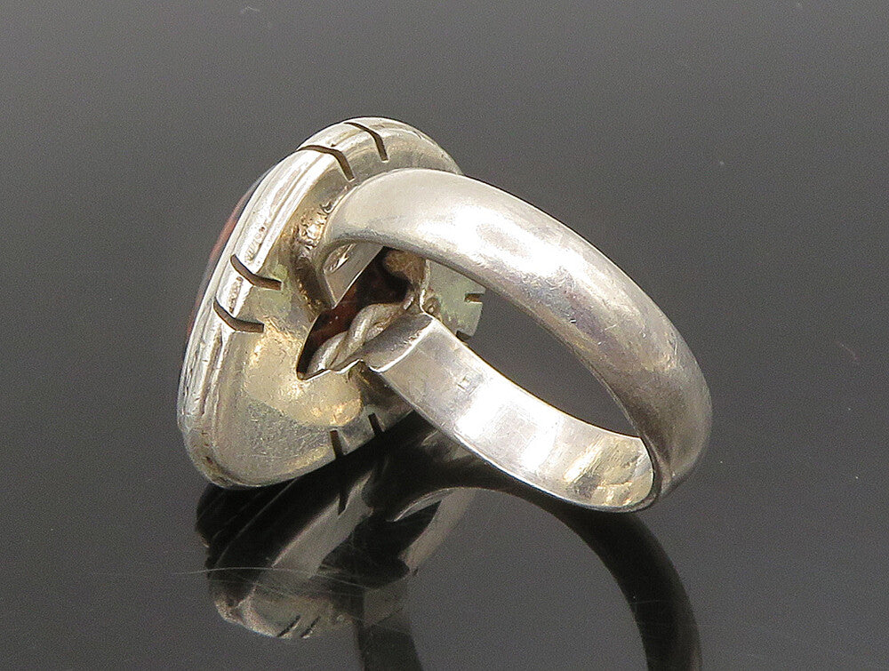 925 Sterling Silver  Vintage Pear Shaped Mahogany Obsidian Ring Sz 8  RG24455