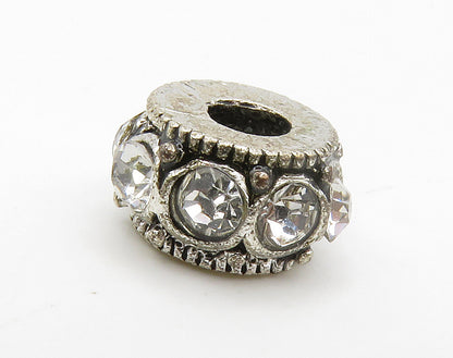 925 Sterling Silver  Vintage Petite Cubic Zirconia Round Bead Pendant  PT11516