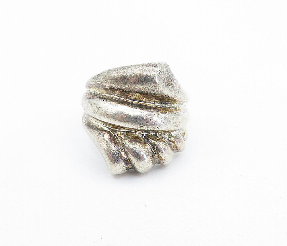 925 Sterling Silver  Vintage Dark Tone Fluted Design Band Ring Sz 8  RG5987
