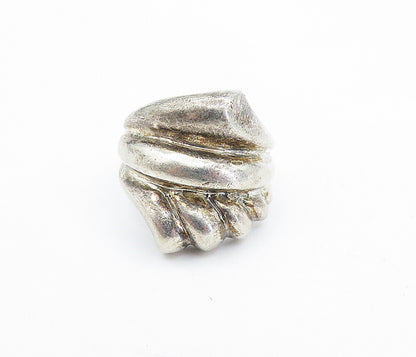925 Sterling Silver  Vintage Dark Tone Fluted Design Band Ring Sz 8  RG5987