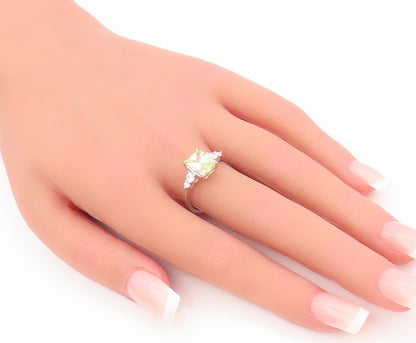 925 Sterling Silver Vintage Ring D'JOY Two Tone Square & Inlay CZ  Sz 8  RG28136