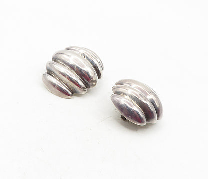 BAYANIHAN 925 Silver  Vintage Shiny Fluted Hollow Non Pierce Earrings  EG4687