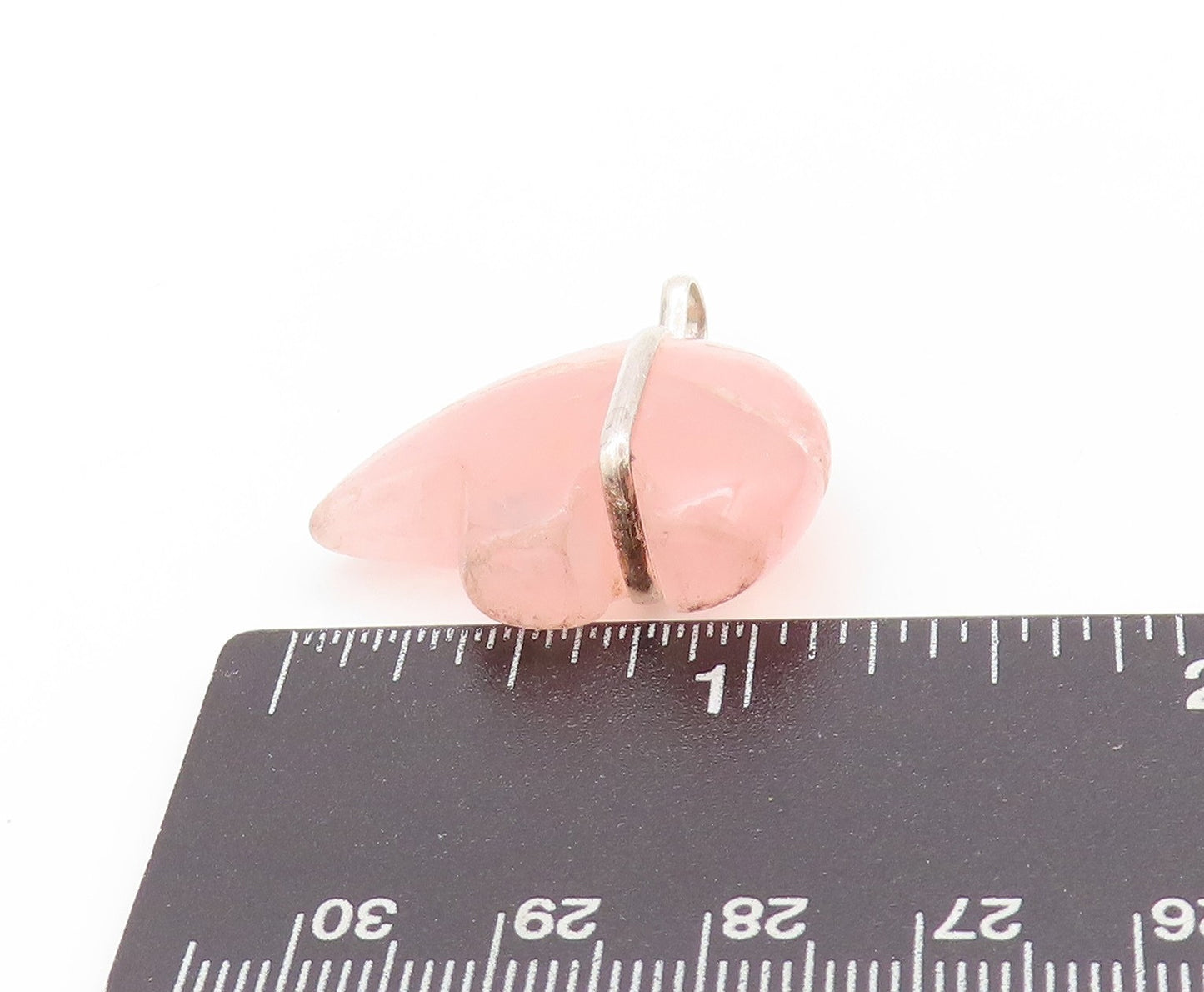 925 Sterling Silver Vintage Pendant Modernist Rose Quartz Bear  PT24204