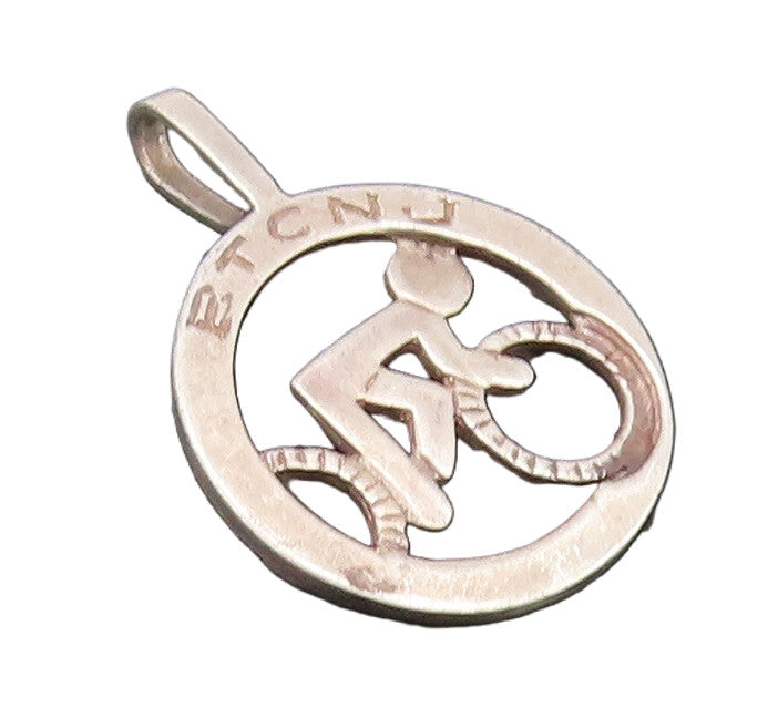 925 Sterling Silver Vintage Pendant Bicycle Touring Club Of NJ Logo  PT22701