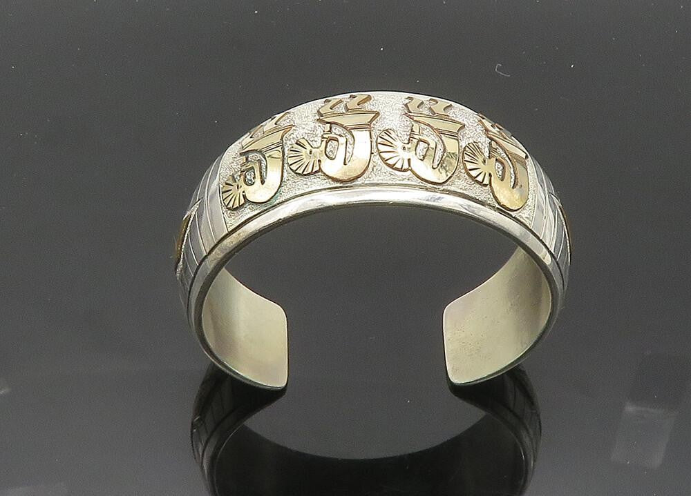 MARK YAZZIE NAVAJO 925 Silver & 12K GOLD  Vintage Kokopelli  Bracelet  BT8215