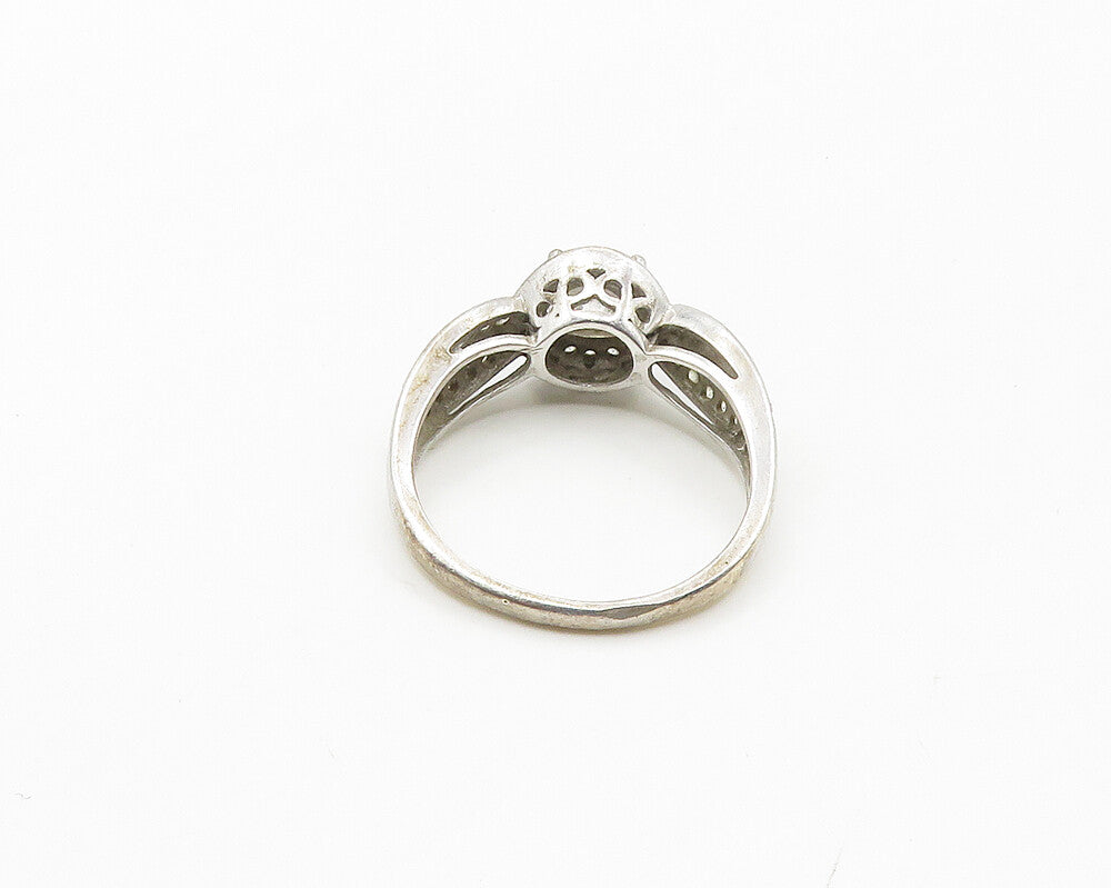 925 Sterling Silver  Cubic Zirconia Solitaire With Accents Ring Sz 9.5 RG18286