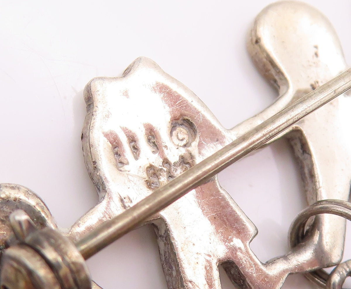 925 Sterling Silver Vintage Brooch Cutout Happy Children Playing  BP11521