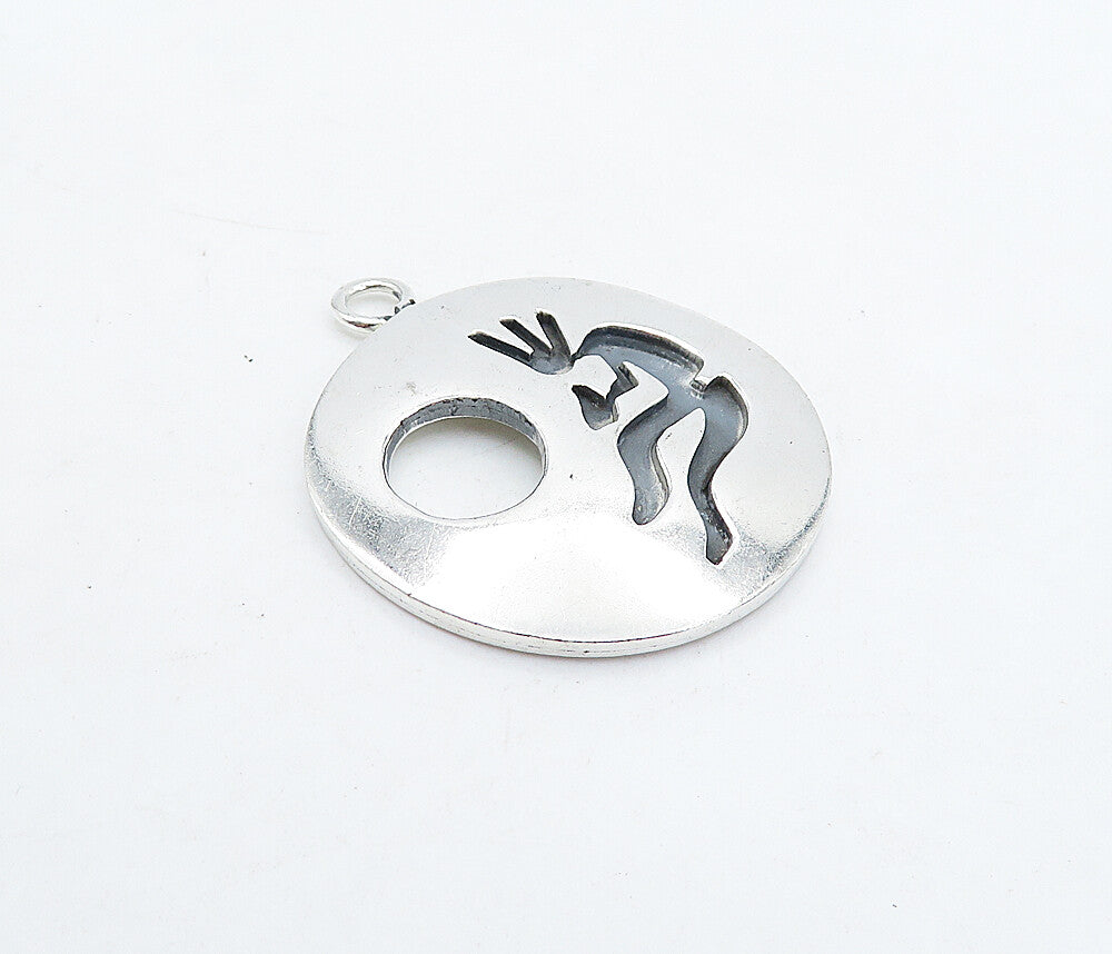 MEXICO 925 Sterling Silver  Vintage Oxidized Kokopelli Dancer Pendant  PT3886