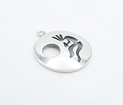 MEXICO 925 Sterling Silver  Vintage Oxidized Kokopelli Dancer Pendant  PT3886