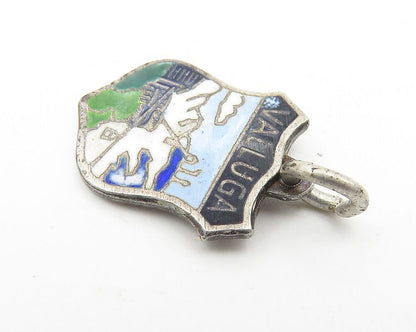 925 Sterling Silver  Vintage Enamel Valluga Mountain Austria Pendant  PT8512