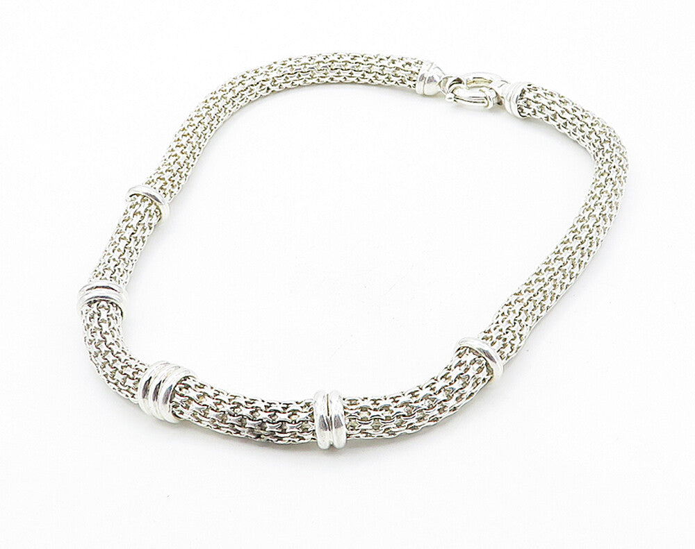 925 Sterling Silver  Shiny Polished Hollow Round Link Chain Necklace  NE1481