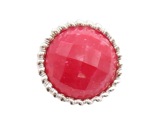 925 Sterling Silver Vintage Ring Fence Shape Carved Red Gemstone  Sz 7  RG29836