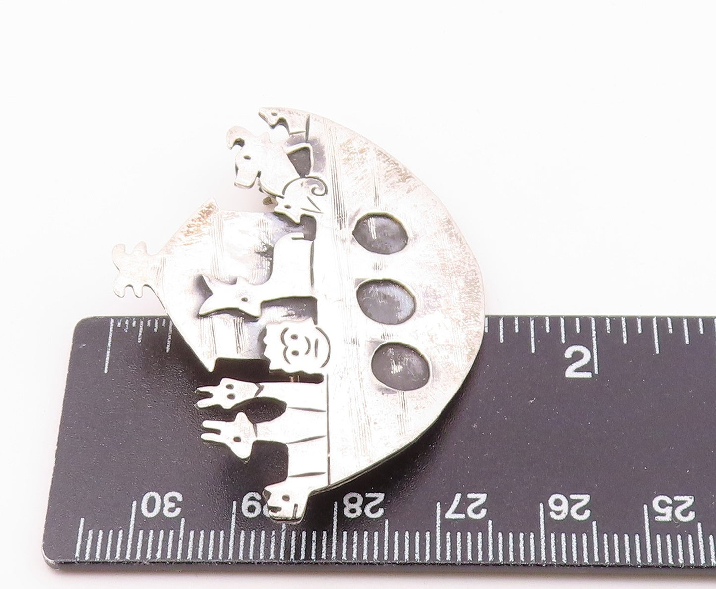 MEXICO 925 Sterling Silver  Vintage Noah's Arc Oxidized Brooch Pin  BP5040