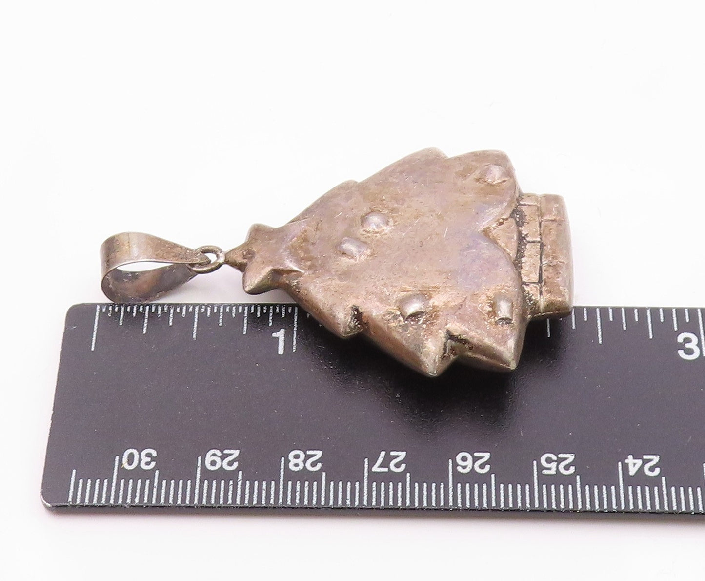925 Sterling Silver  Vintage Dark Tone Hollow Christmas Tree Pendant  PT6395