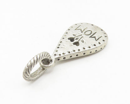 925 Sterling Silver  Vintage Mom Love Flowers Tear Drop Pendant  PT8931