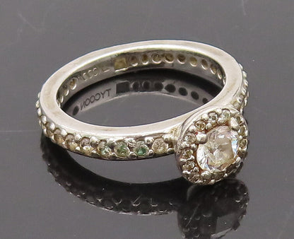 TYCOON 925 Silver  Vintage Topaz Halo Topaz Band Wedding Ring Sz 8 RG27277