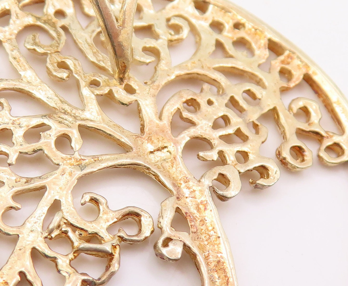 925 Sterling Silver Vintage Pendant Gold Plated Tree Of Life Medallion  PT25627