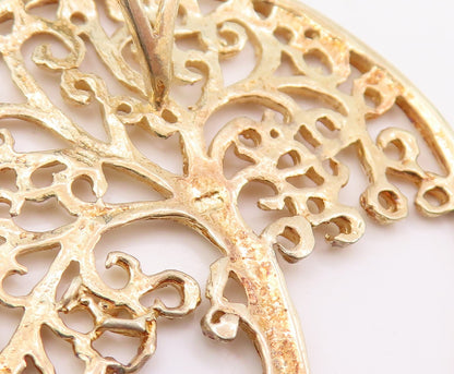 925 Sterling Silver Vintage Pendant Gold Plated Tree Of Life Medallion  PT25627