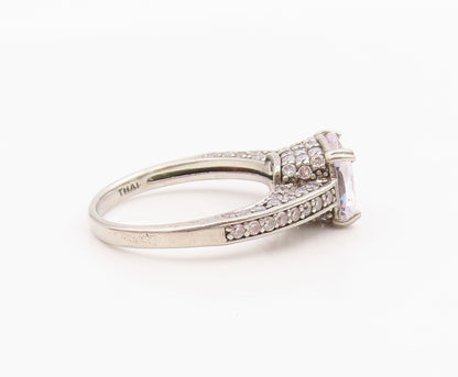 925 Sterling Silver Vintage Ring Minimalist CZ Statement Band  Sz 6  RG36265
